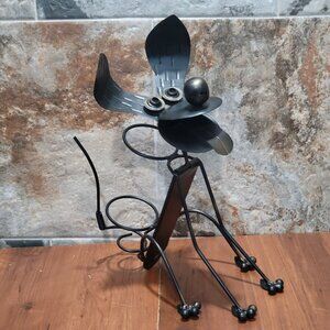 Metal Dog Wine Bottle Holder Floppy Eared Wagging Tail Decorative Puppy